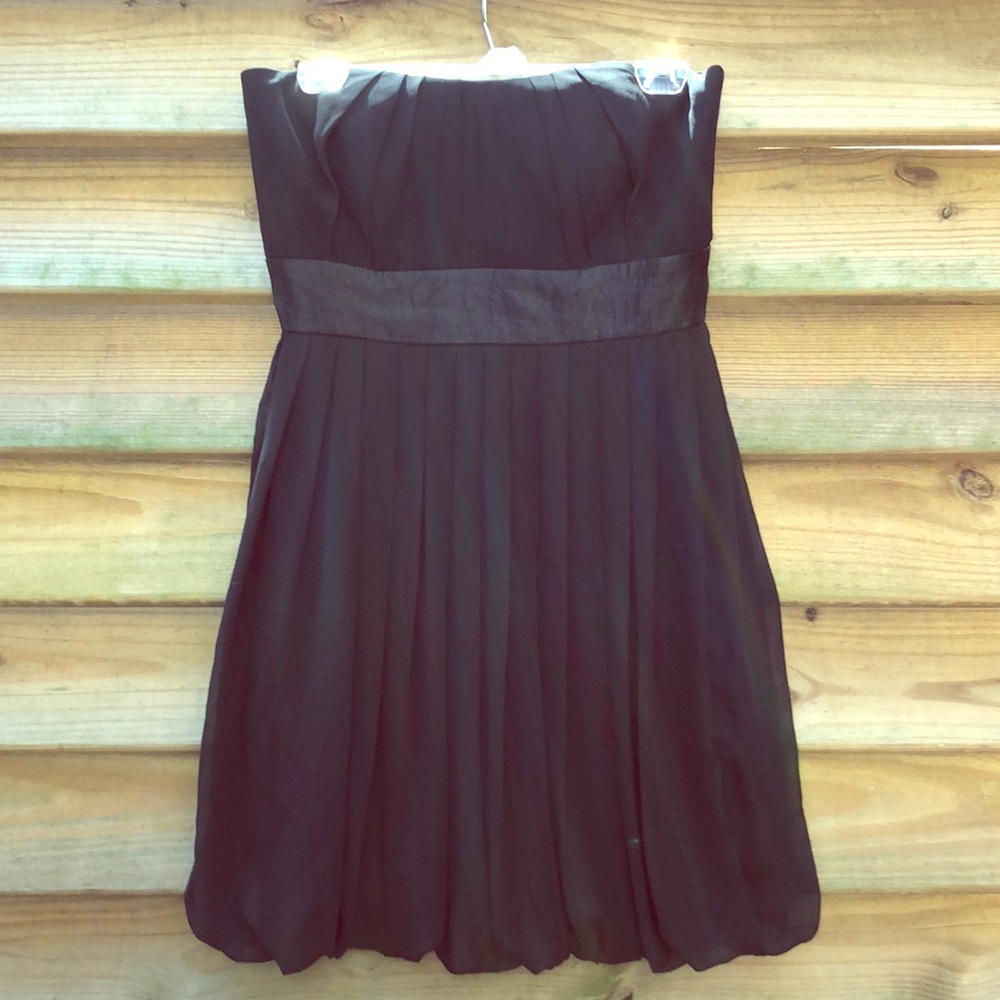 Black Strapless Bubble Hem Dress